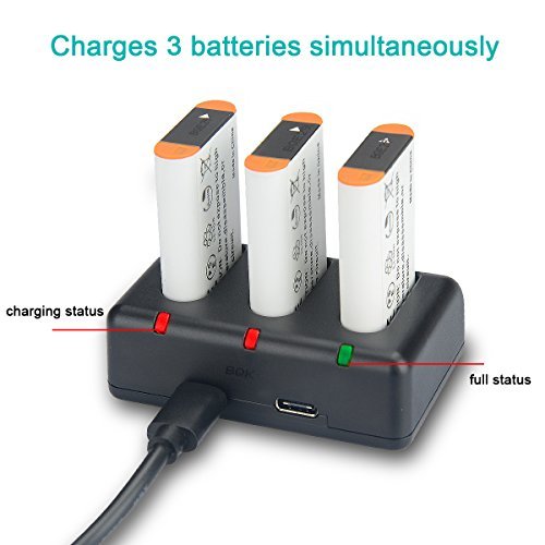 NP-BX1 Newmowa Replacement Battery (3-Pack) and 3-Channel USB Charger Set for Sony NP-BX1, DSC-RX100, DSC-RX100M III,IV, V/VII,ZV-1