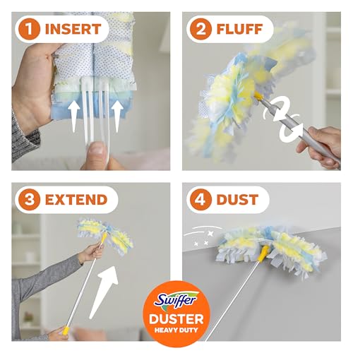 Swiffer Duster Kit with 6 ft Super Extendable Handle, Heavy Duty Starter Kit with 8 Refills