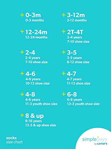 Simple Joys by Carter's Baby 12-Pack Socks, Multicolor/Monster/Sharks/Stripe, 2-3T