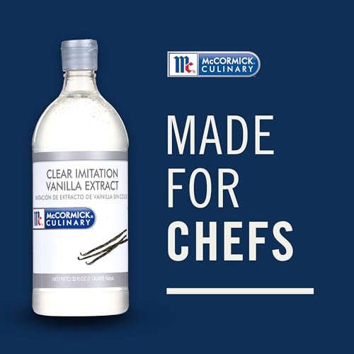 McCormick Culinary Clear Imitation Vanilla Extract, 32 fl oz - One 32 Fluid Ounce Bottle of Clear Vanilla Flavoring for Baking, Perfect in Baked Goods, Frostings, Custards and Desserts