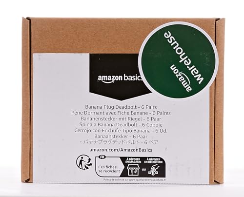 Amazon Basics Speaker Connector Banana Plugs,12 Count (1 Pack of 6 Pairs), 0.5 x 0.5 x 1.3 inches, Black