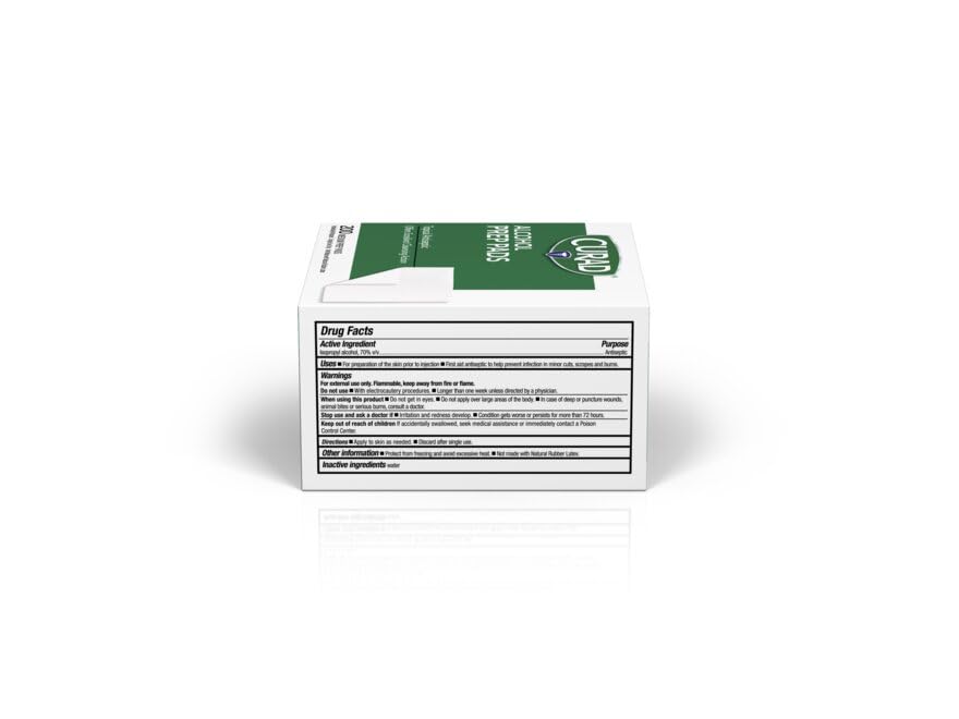 Curad Alcohol Prep Pads, 70% Alcohol, 1000 Count (5 Boxes 200 CT/EA)
