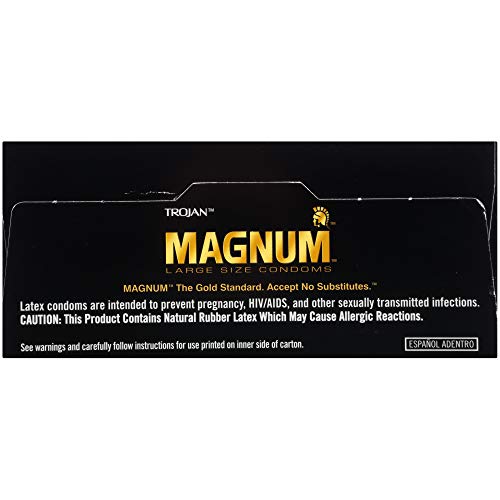 TROJAN Magnum Lubricated Large Condoms, Comfortable and Smooth Lubricated, America’s Number One Condom, 36 Count Pack