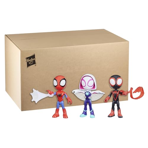Spidey and his Amazing Friends 3-Pack, 4-Inch Scale Marvel Action Figures, Includes 3 Figures and 3 Accessories, Spider-Man, Ghost-Spider & Miles Morales (Amazon Exclusive)