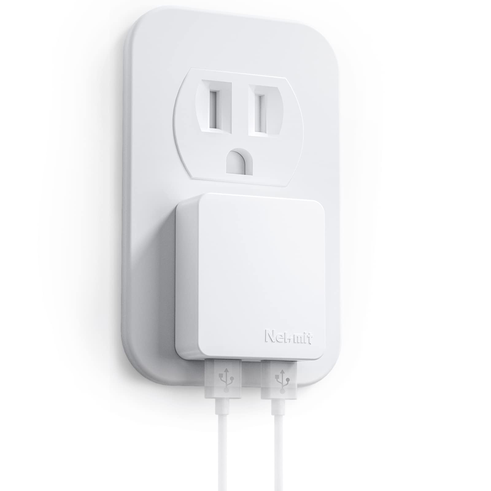 Nekmit Dual Port Ultraflaches USB-Wandladegerät mit Smart IC, Weiß