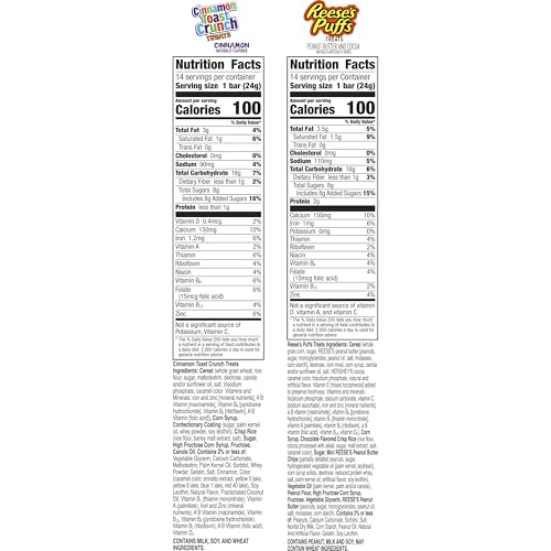 Cinnamon Toast Crunch and REESE'S Puffs Cereal Treat Bars Variety Pack, Snack Bars, 28 Ct, 23.8 oz