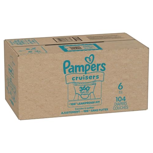 Pampers Diapers - Cruisers 360 - Size 6, 104 Count, Babyproof up to 100% Leakproof Pull-On Diaper
