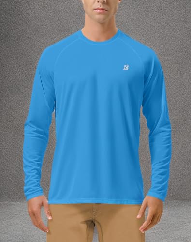 Roadbox Mens UPF 50+ UV Sun Protection Shirts Outdoor Long Sleeve SPF Diving Rash Guard for Fishing Hiking Swimming