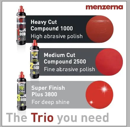 menzerna Polishing Set – HCC1000, MCC2500 & 3800 | 3-Step System for Scratch Removal, Swirl Elimination & Mirror-Like Finish