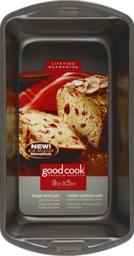 GoodCook Nonstick Loaf Pan Heavy-Duty Steel Bakeware with Easy-Clean Non-Stick Coating, Oven & Dishwasher Safe Pan for Meatloaf Breads Cakes Brownies Lasagnas Casseroles & More, 9 x 5-Inch, Gray