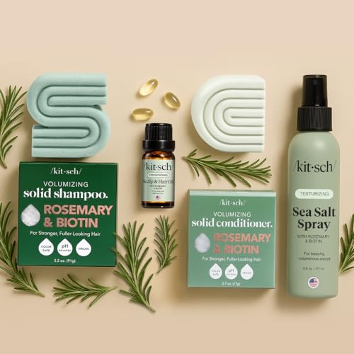 Kitsch Rosemary & Biotin Shampoo Bar - For Hair Growth, Strengthening, Thickening & Volumizing Shampoo for Women and Men - Free of Parabens, Sulfates & Silicones - Made in USA - 3.2 oz