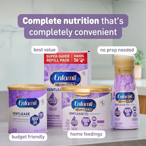 Enfamil NeuroPro Gentlease Baby Formula, Brain Building DHA, HuMO6 Immune Blend, Designed to Reduce Fussiness, Crying, Gas & Spit-up in 24 Hrs, Ready-to-Feed Infant Formula, Liquid, 2 Fl Oz (24 Count)