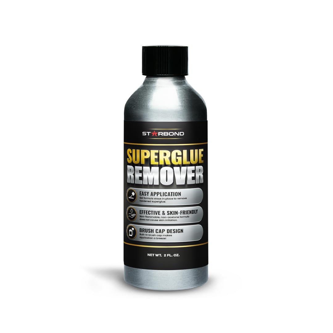 STARBOND Super Glue Remover, Dissolves Adhesive, CA Glue Debonder, Easy Brush Cap Applicator, 2 oz
