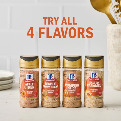 McCormick Finishing Sugar, Pumpkin Spice, Limited Edition, Sweet Blend of Warm Pumpkin Spices, The Perfect Finish for Cookies, Muffins, Pancakes, Bread, and More, 3.66 oz