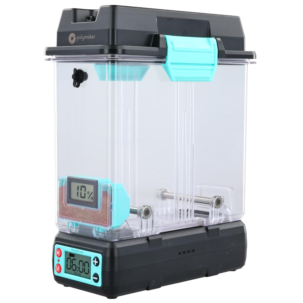صندوق تجفيف وتخزين خيوط الطباعة ثلاثية الأبعاد من Polymaker - جهاز PolyDryer وصندوق PolyDryer لتجفيف وإغلاق الخيوط مع التحكم في الحرارة، متوافق مع PA نايلون، PLA، PVB، PETG، ABS، TPU 1.75 مم 2.85 مم