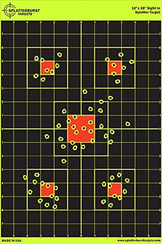 10 Pack - 12ax18a Sight In Splatterburst Target - Instantly See Your Shots Burst Bright Florescent Yellow Upon Impact