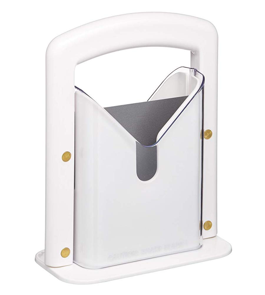Hoan Der originale Bagel-Guillotine-Schneider, manueller Präzisionsschneider mit Schutzschild, schneidet Bagels und mehr sauber, Weiß, 23,5 cm Küchenwerkzeug