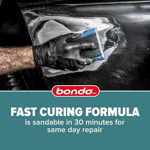 3M Bondo Short Strand Fiberglass Reinforced Filler 1.37 LB (621 g) with Bondo Cream Hardener 0.5 oz (14g), Repair Holes Up To 0.5 IN, Waterproof (SS-PT-ES)