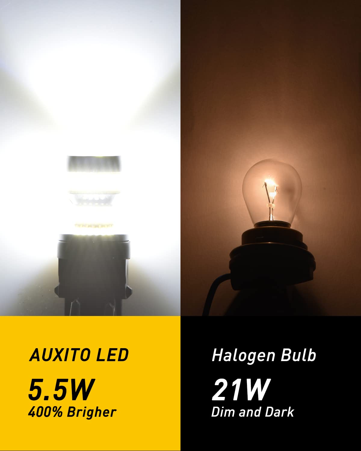 AUXITO 3157 LED Bulb White, Super Bright 3156 3056 3057 4157 3047 4057 3457 4114 LED Bulb for Backup Reverse Tail Brake DRL Signal Parking Lights, Pack of 2