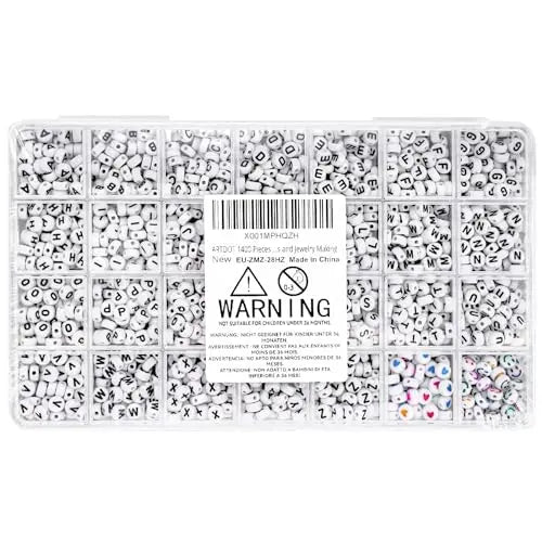ARTDOT 1400 PCS Letter Beads for Jewelry Making Kit, 28 Styles Alphabet Beads for Friendship Bracelets Assorted Preppy Beads with Storage Case