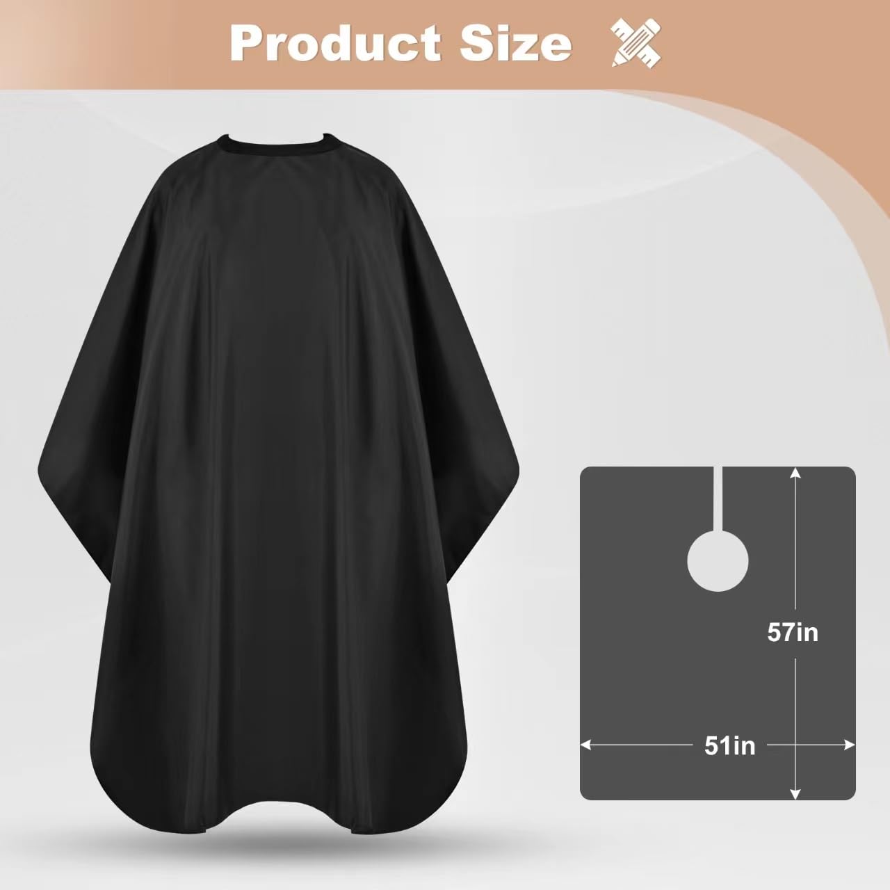 JSAZCKC Hair Cutting Cape with Adjustable Snap Closure, Professional Barber Cape, Large Size Haircut Salon Supplies for Men and Women - (Black)