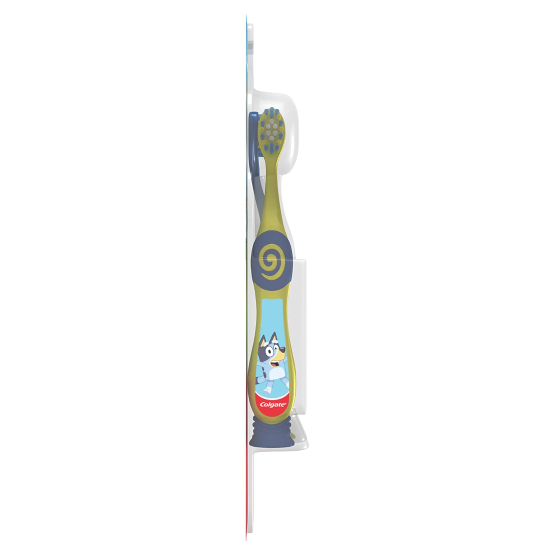 Colgate Extra Soft Toothbrush for Kids, Kids Toothbrush Pack with Built in Suction Cup Toothbrush Holder, Designed for Children Ages 2 and Up, Extra Soft Bristles, Bluey, 2 Pack