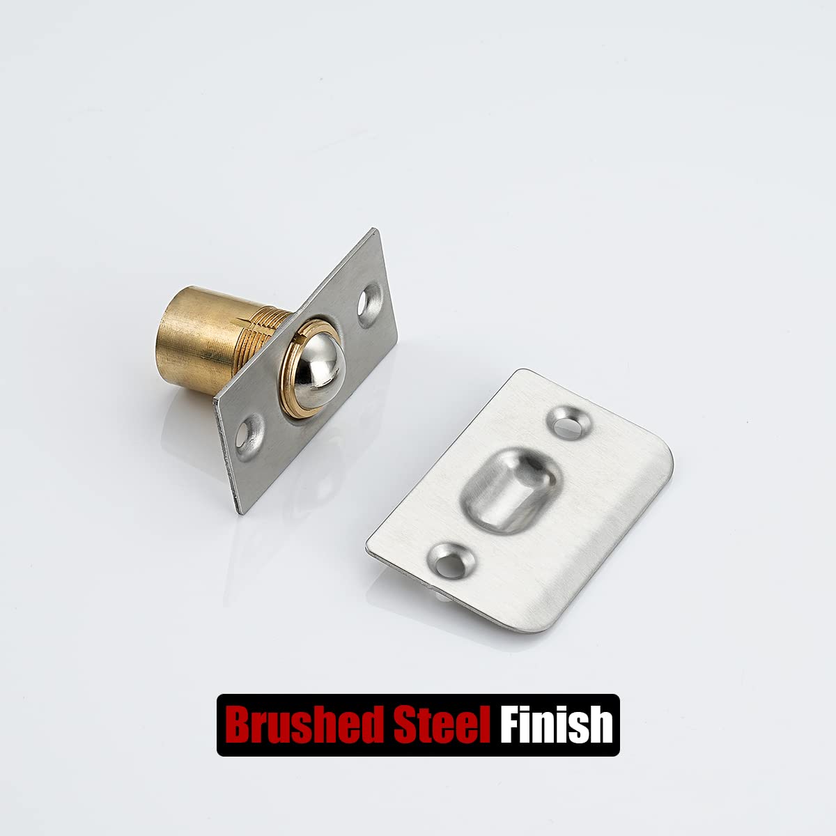 JQK Closet Door Ball Catch Hardware, Stainless Steel Catch Adjustable with Strike Plate, Brushed Satin Finish 2 Pack, HBC100-P2