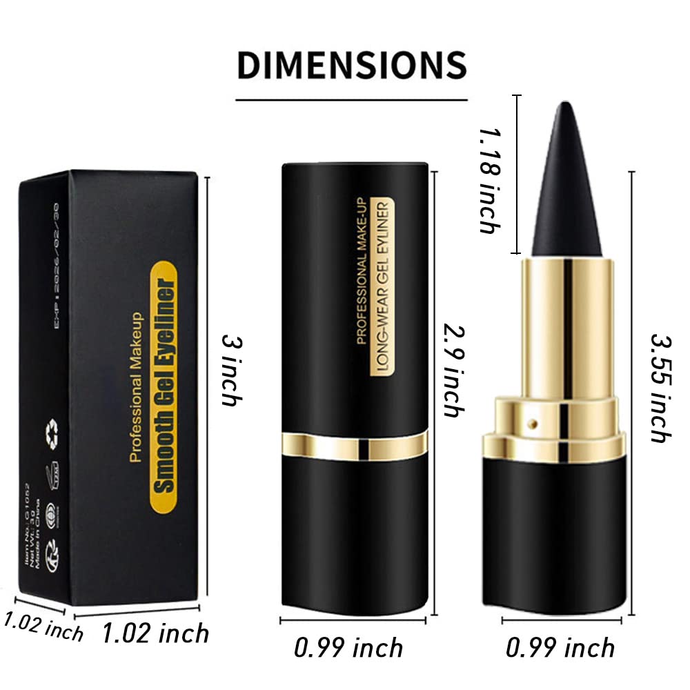 Kaely 2Pcs Gel Eyeliner Pencil, Natural Black Eyeliner Cream for Older Women, Liquid Eye Liner Waterproof Smudge Proof, Smoky Eyeshadow Palette Halloween Makeup, delineador de ojos contra el agua