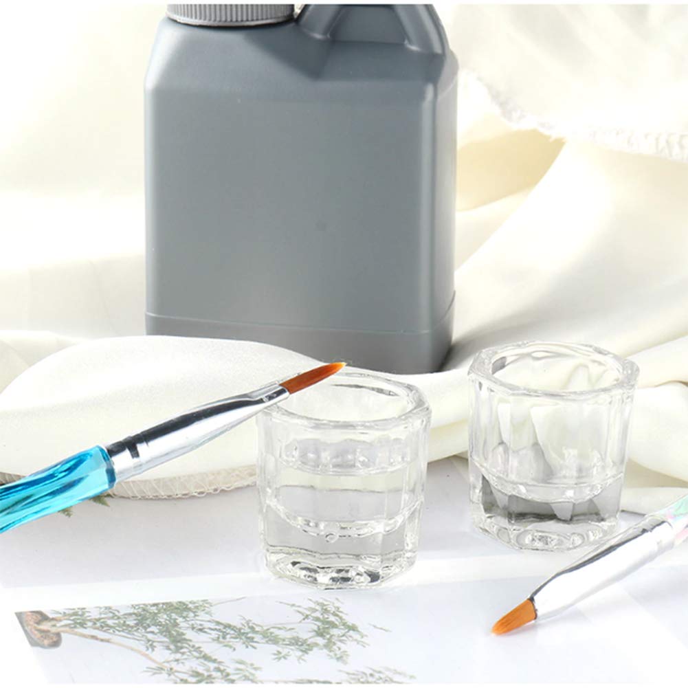 Bulex 2 Pack Dappen Dish Cups for Nail Art Acrylic Liquid - Clear Glass Nail Monomer Liquid Bowl Dampen Dish Acrylic Powder Holder, Acrylic Glass Jar for Nails
