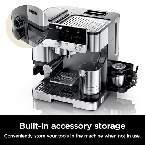 Ninja | Espresso Machine and Drip Coffee Maker| Luxe Café Premier Series | Integrated Coffee Grinder, Milk Frother, Assisted Tamper & Built-In Espresso Accessory Storage | Stainless Steel | ES601