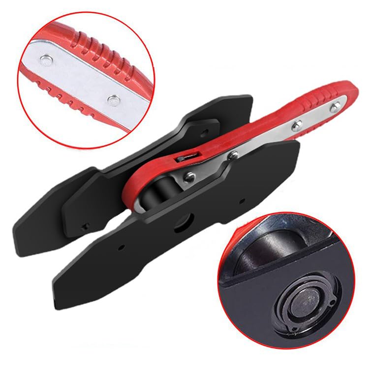 TUTOOLS Brake Caliper Press, Caliper Piston Spreader, Brake Tools,Brake Caliper Piston, Brake Caliper Press Ratchet with 2 Extra pcs Steel Plates, Red