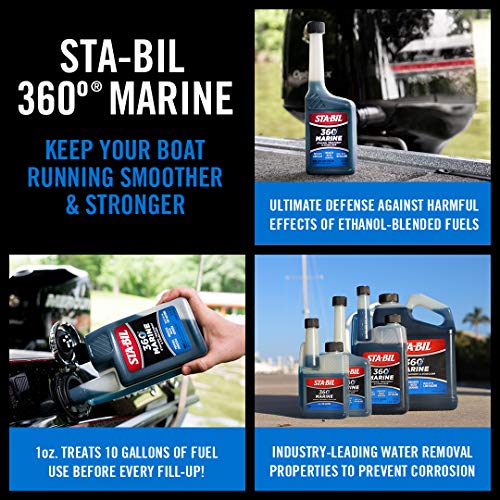 STA-BIL 360 Marine Ethanol Treatment & Fuel Stabilizer - Prevents Rust and Corrosion, Helps Clean Fuel System For Improved In-Season Performance, Treats Up To 320 Gallons, 32oz (22240) , Blue