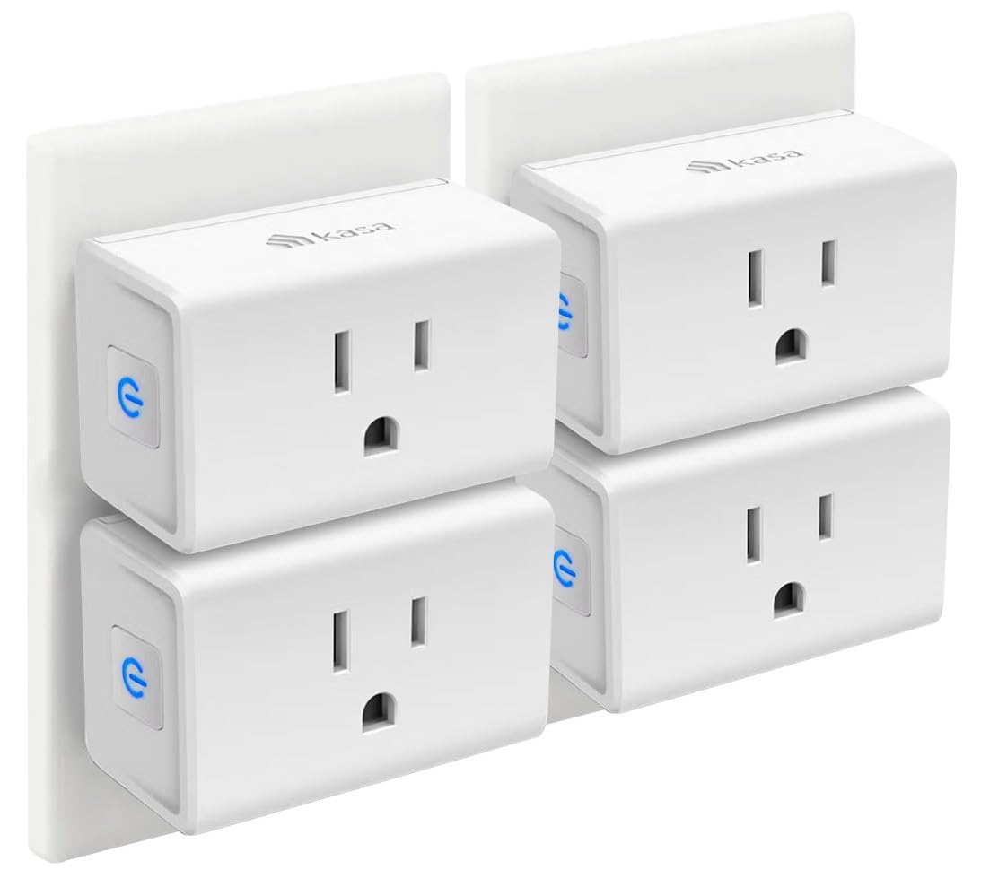 Kasa Smart WLAN-Steckdose, Mini, 15A, Kompatibel mit Alexa, Google Home & IFTTT, Kein Hub Erforderlich, UL-Zertifiziert, Nur 2,4 GHz WLAN, 4er-Pack (EP10P4), Weiß