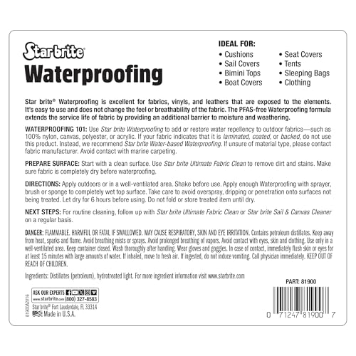 Star brite Waterproofing Spray, Waterproofing + Stain Repellent + UV Protection, 128 oz