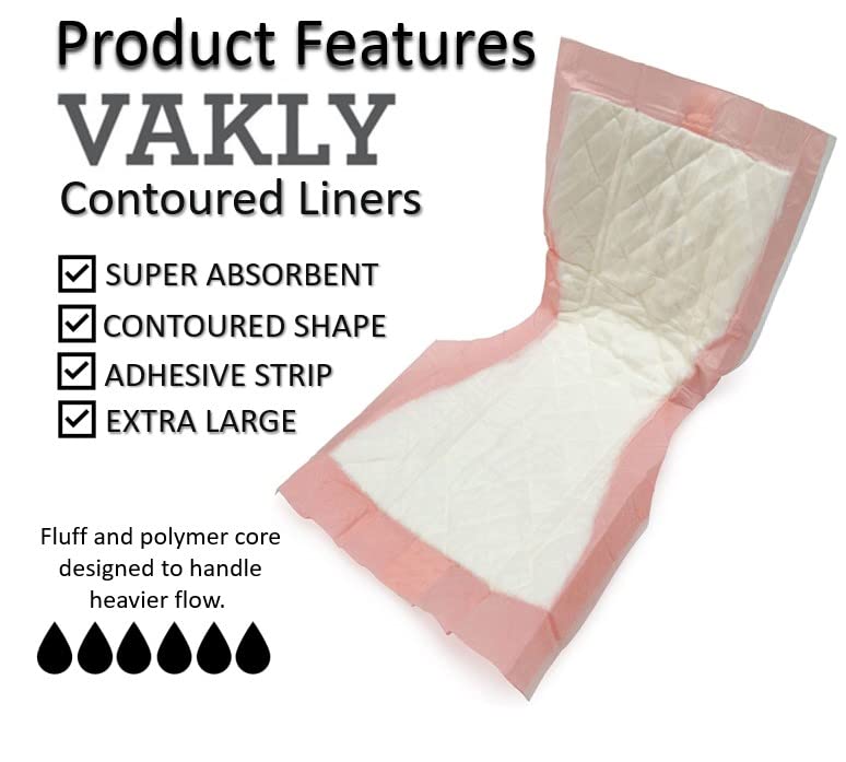 Vakly Extra Large Super-Absorbent Contoured Hospital Style Pad Liners [Pack of 40] 7" Wide X 14" Long - Maternity Pads for Heavier Post Birth Protection - Incontinence Liners 7x14 inches