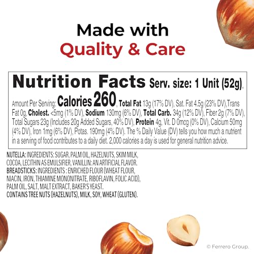 Nutella & GO! Bulk 24 Pack, Hazelnut and Cocoa Spread with Breadsticks, Stocking Stuffers, Snack Cups, 1.8 oz Each​
