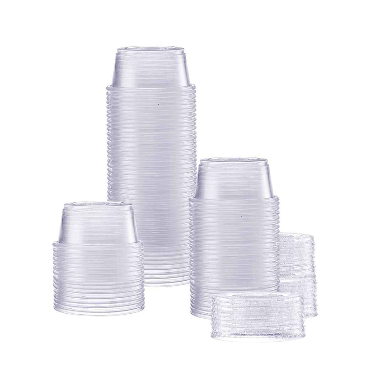 GUSTO [2 oz.-100] Count Clear Disposable Plastic Portion Cups with Lids - Souffle Cups, Jello Shot Cups With Lids, Clear Plastic Containers Perfect for salad Dressing and More- Formerly Comfy Package