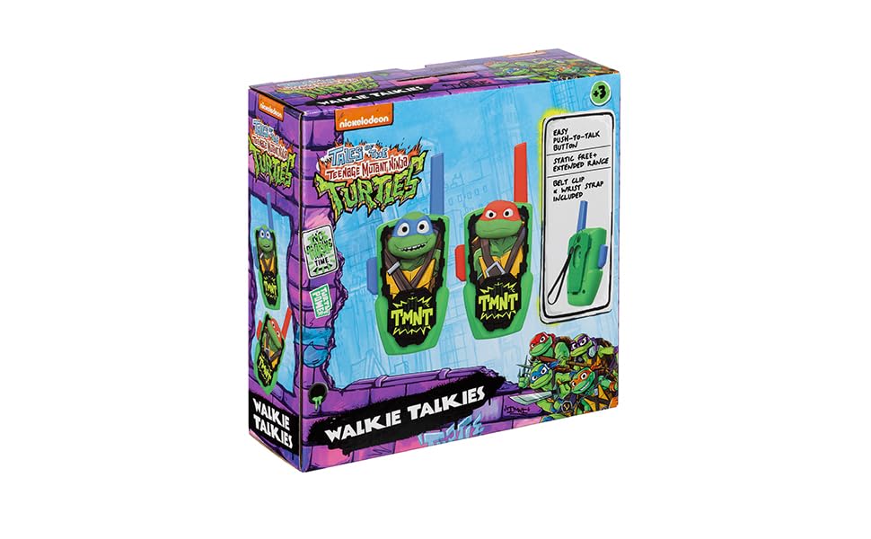 eKids Teenage Mutant Ninja Turtles Toy Walkie Talkies for Kids, Static Free Indoor and Outdoor Toys for Boys, Designed for Fans of Ninja Turtles Toys