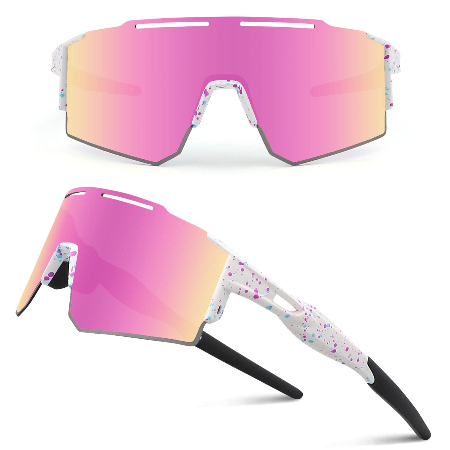 Ukoly Cycling Sunglasses with Interchangeable Nose Pad Men Women,Sports Sunglasses,Fishing Baseball Glasses