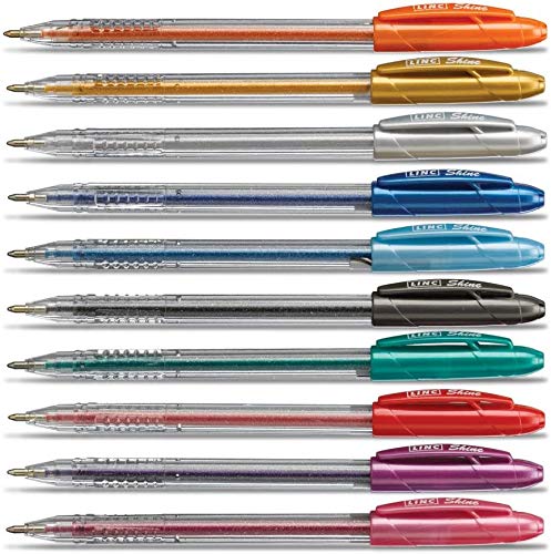 linc Shine Glitter Gel Pen, 10 CT Assorted | 1.0mm Medium Tip Size, Contoured Grip, Broad for Thick Vibrant Lines, Stocking Stuffer