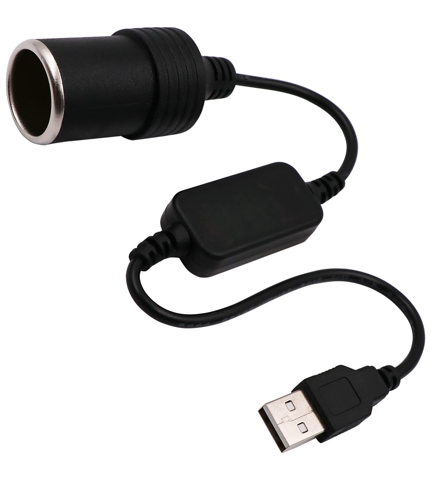 WYMECT USB A Male to 12V Car Cigarette Lighter Socket Female Converter Cable (8W Max)