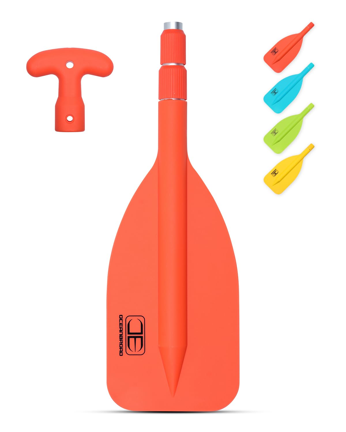 OCEANBROAD Teleskop-Notfallpaddel 53-107 cm (Montage erforderlich) zusammenklappbare Paddel Aluminiumschaft für Kajakfahren Bootfahren Kanufahren Flussschlauch, Orange, 1 Paddel