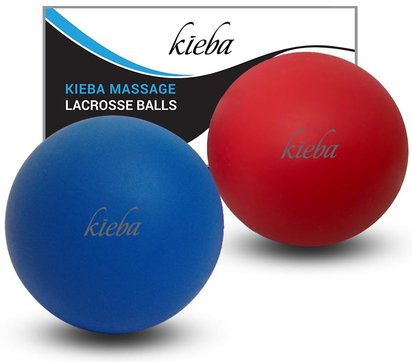 Massage-Lacrossebälle für Myofasziale Entspannung, Triggerpunkt-Therapie, Muskelknoten und Yoga-Therapie. 2er-Set fester Bälle (Blau und Rot)