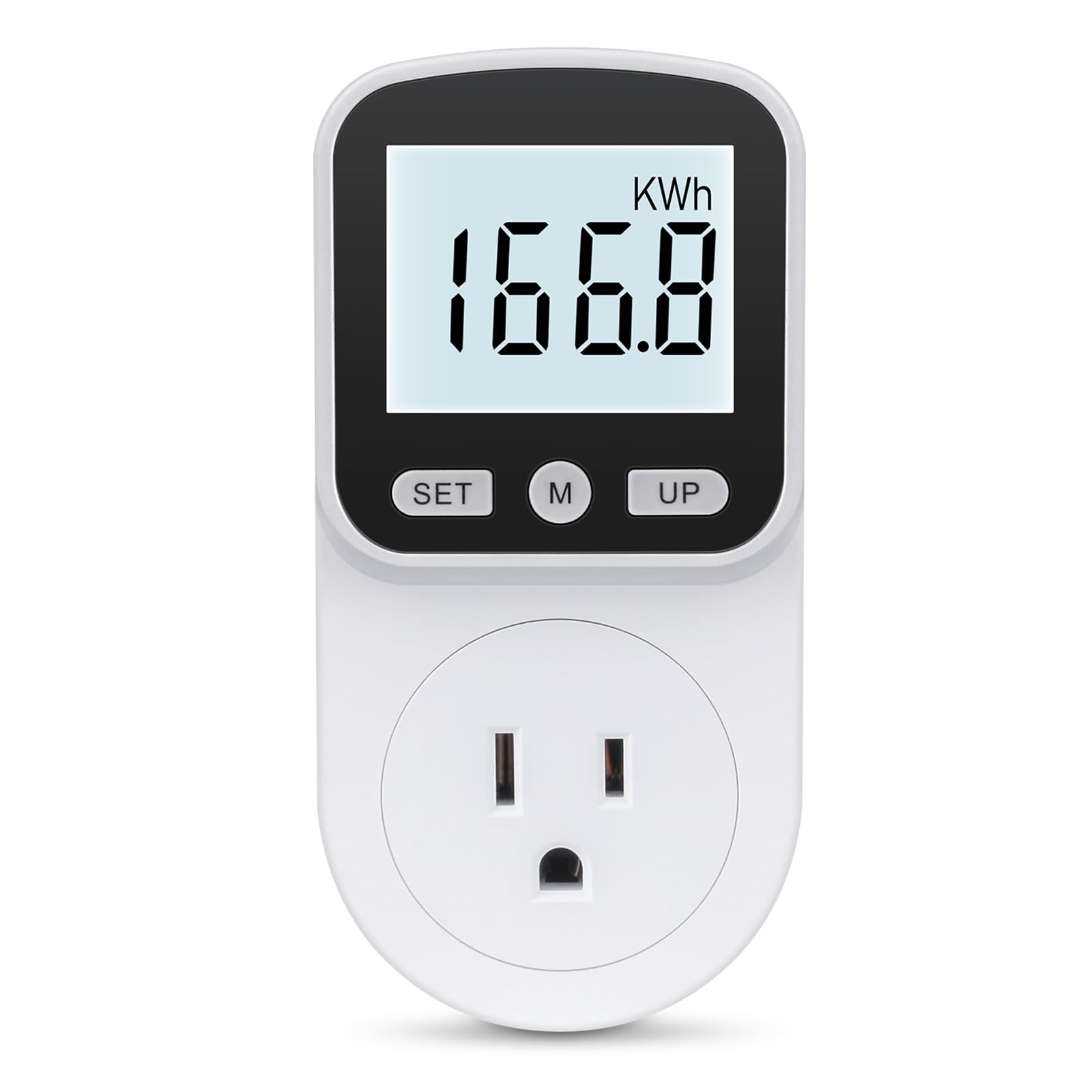 Verbessertes Wattmeter, Leistungsmesser-Stecker, Stromzähler, Hausenergie-Monitor, Stromverbrauchsanzeige, Elektrischer Verbrauchsmonitor, Energie-, Spannungs- und Stromstärkemessgerät mit Hintergrundbeleuchtung, Überlastschutz, 8 Anzeigemodi