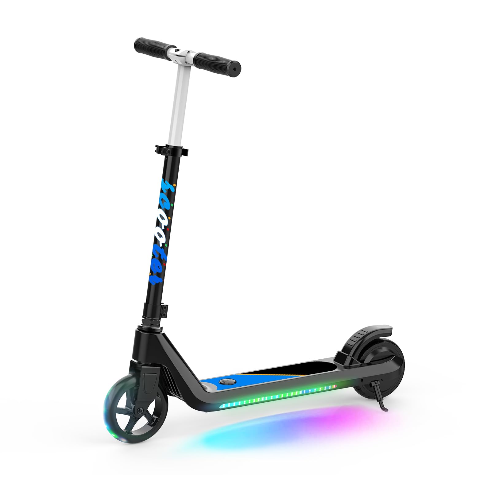 LINGTENG Elektroroller für Kinder im Alter von 6-9 Jahren, Kick-Start-Boost-Roller mit einstellbarer Geschwindigkeit und Höhe, Blinkrad und Decklichter