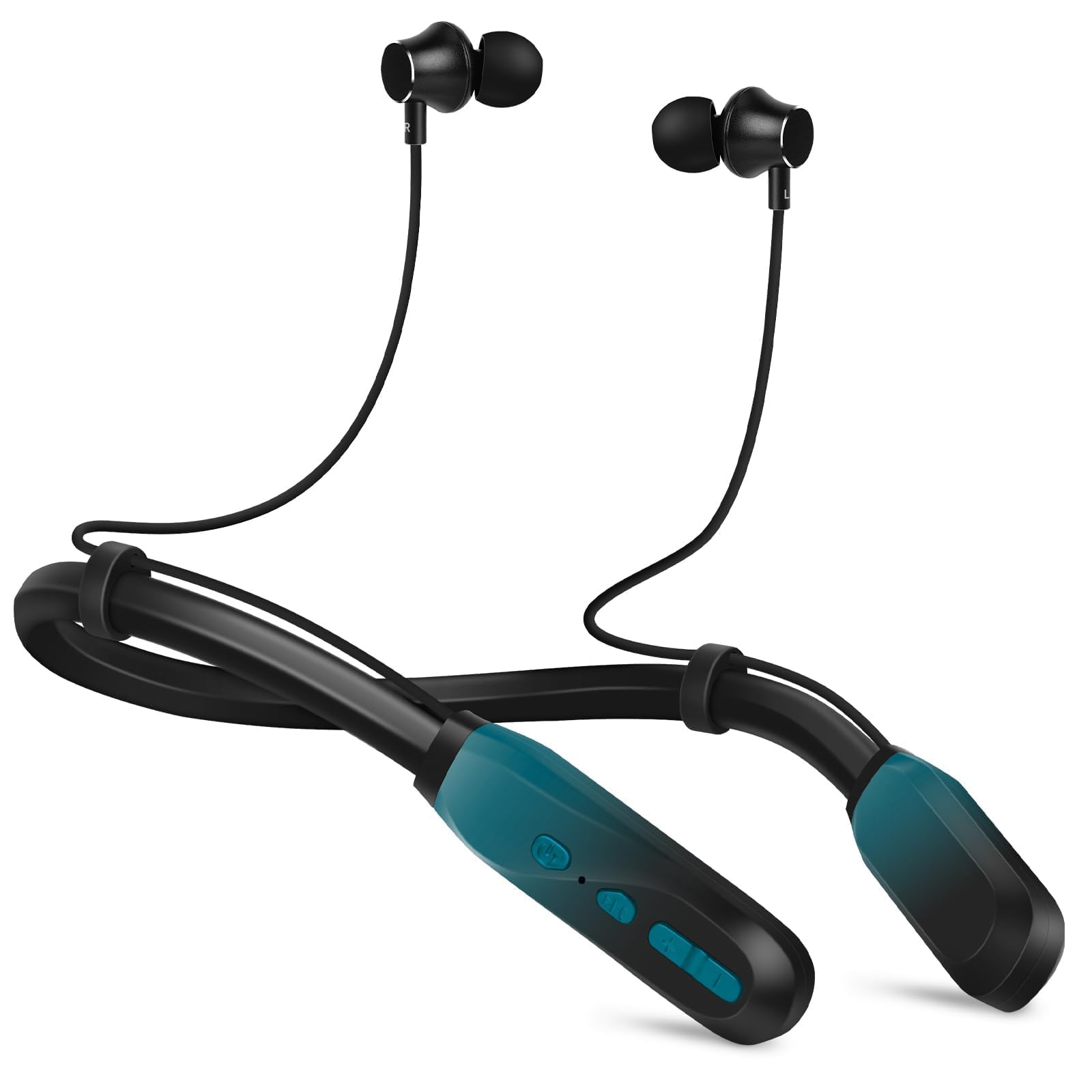 Lecefty Neckband Bluetooth Headphones, 200H Extra Long Playtime Wireless Stereo Neckband Earbuds with Microphone, Waterproof Balanced Armature Drivers in Ear Headset for Sports/Workout (Cyan Green)