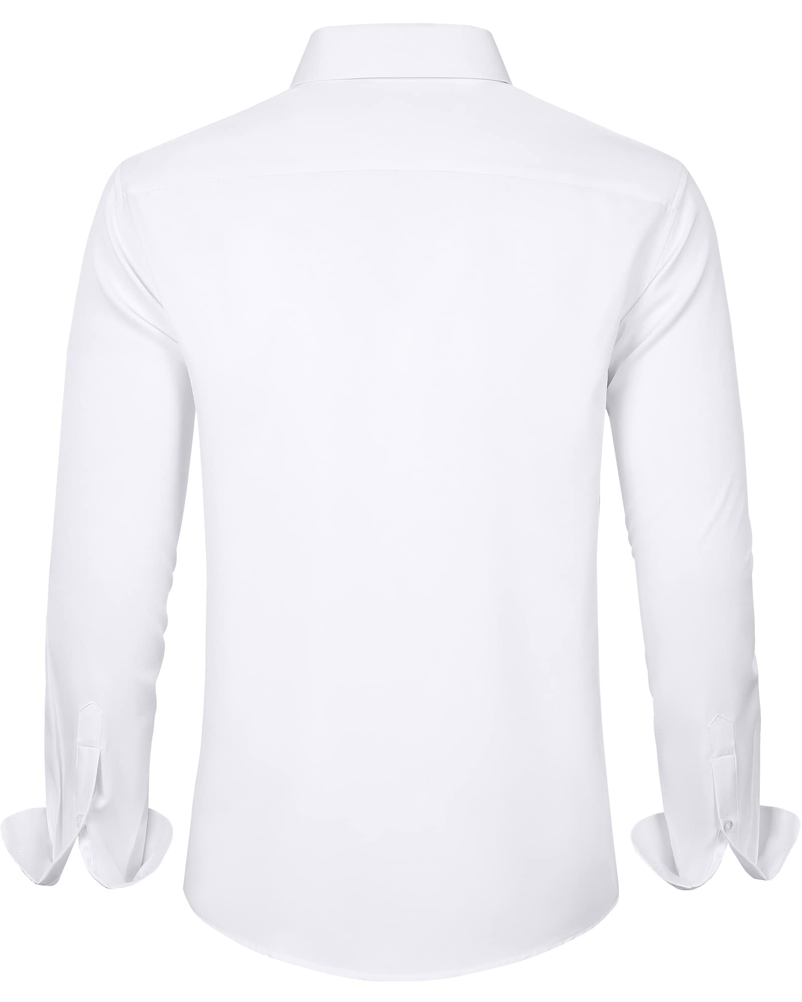 J.VER Men's Dress Shirts Solid Long Sleeve Stretch Wrinkle-Free Formal Shirt Business Casual Button Down Shirts White Medium