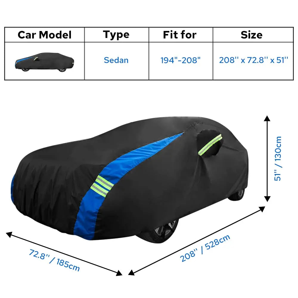 Avecrew Car Cover Waterproof All Weather for Automobiles, Outdoor Heavy Duty Full Exterior Covers for Sedan(194"-208")