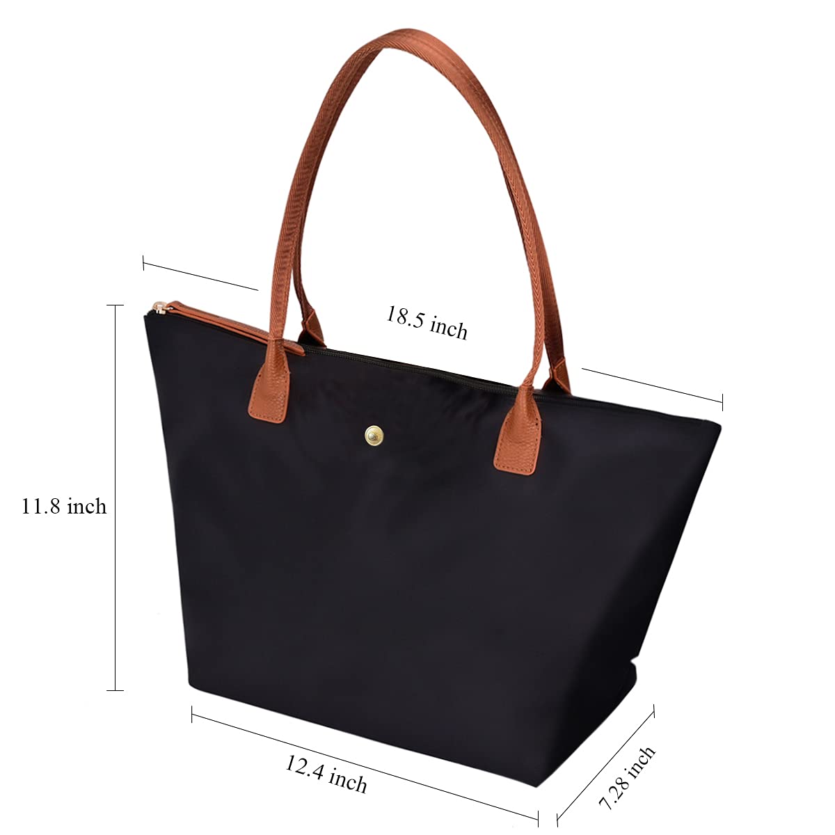 GM LIKKIE Shoulder Tote Bag for Women, Nylon Top-Handle Purse, Foldable Weekend Hobo Handbag (Black2)