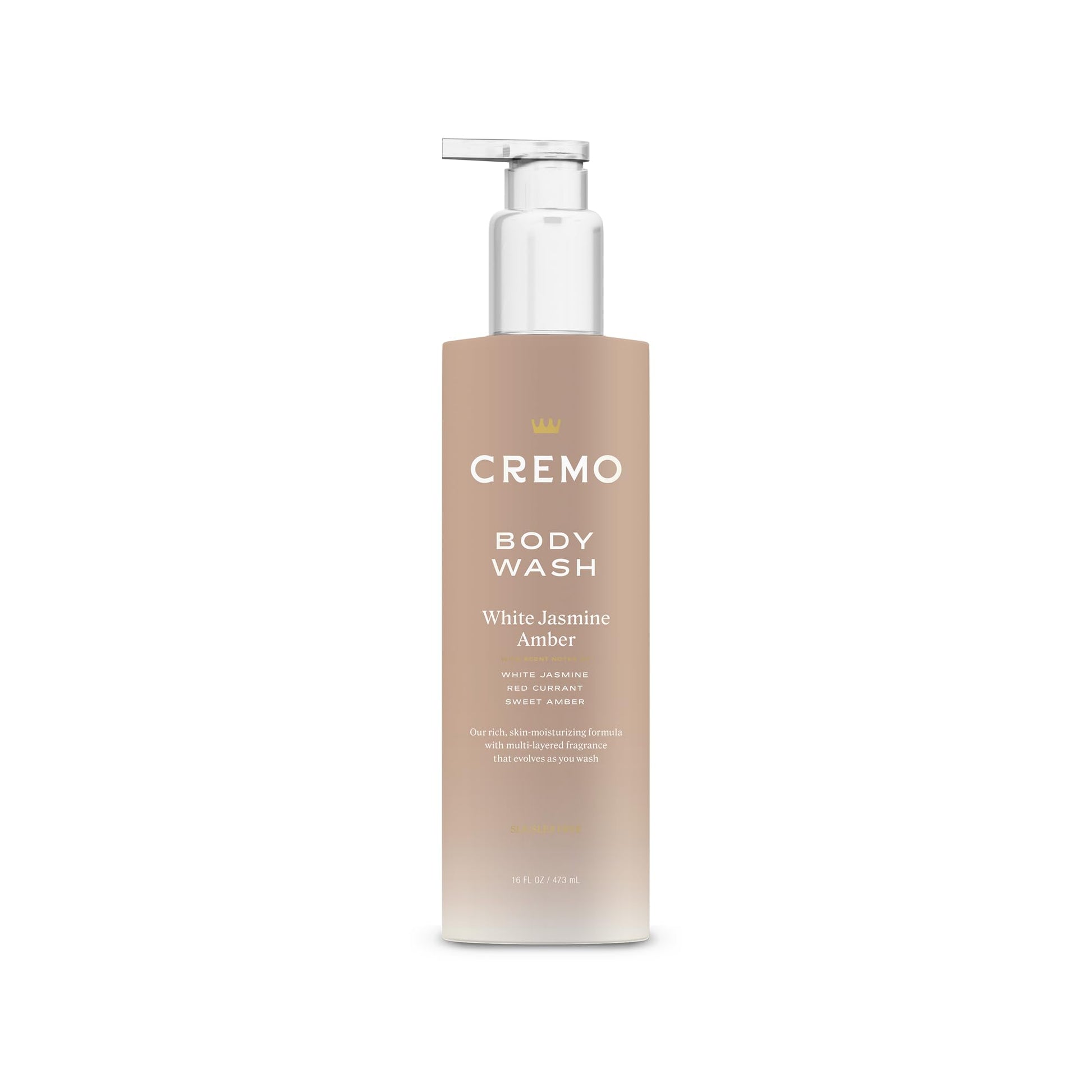 Cremo White Jasmine Amber Skin Moisturizing Body Wash for Women, Notes of White Jasmine, Red Currant, and Sweet Amber, 16 Fl Oz